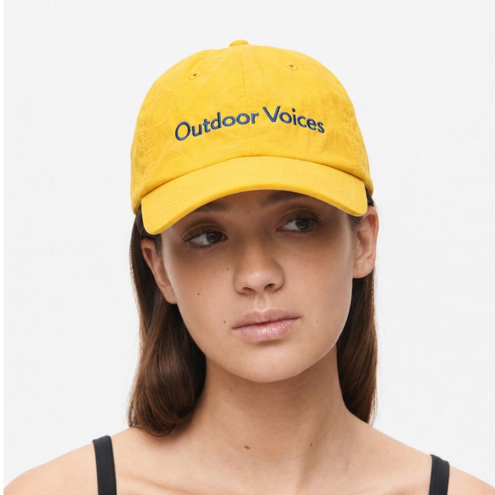 OUTDOOR VOICES Boston Marathon Nylon Hat Yellow Blue
